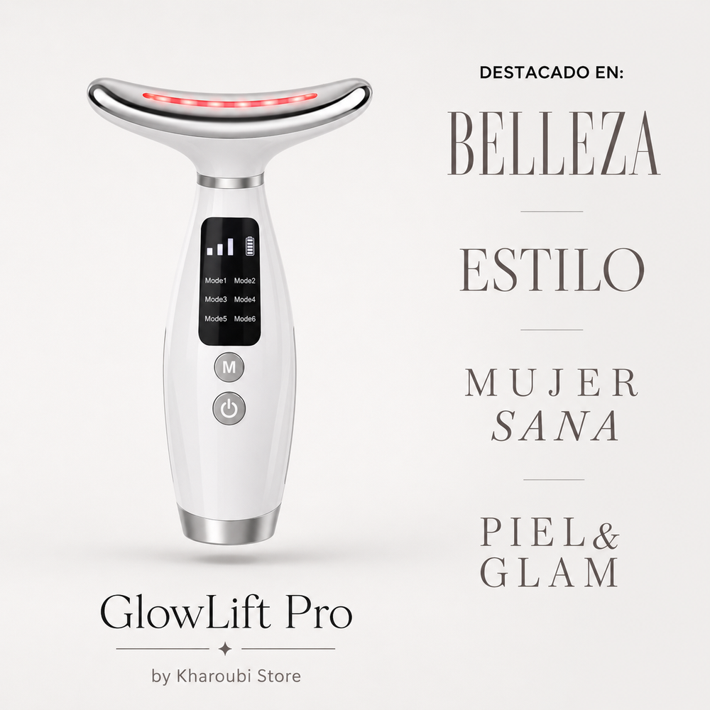 GlowLift Pro 7 en 1 Masajeador facial y de cuello con LED