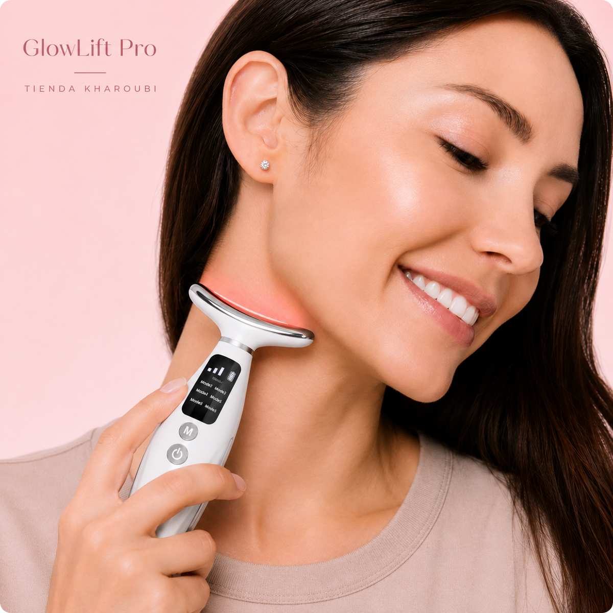 GlowLift Pro 7 en 1 Masajeador facial y de cuello con LED
